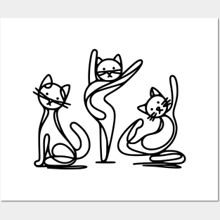 Minimalist Yoga Cats Posters and Art